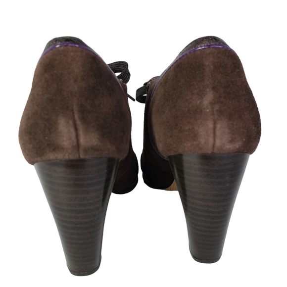 Libby Edelman Chimmy Brown Suede Lace Up Shoes Block Heel Womens 7.5 M - Picture 6 of 11